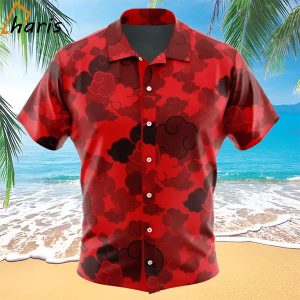 Akatsuki Naruto Button Up Red Aloha Hawaiian Shirt