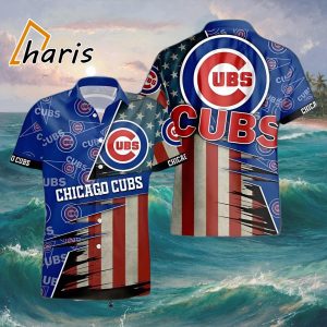 American Flag Logo Chicago Cubs Hawaiian Shirt For Men