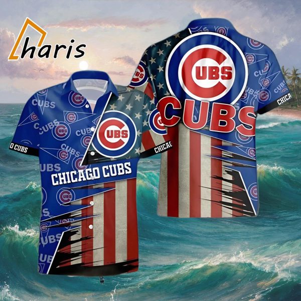 American Flag Logo Chicago Cubs Hawaiian Shirt For Men