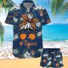 Auburn Tigers Girl Messy Bun Short Sleeve Button Up Tropical Hawaiian Shirt