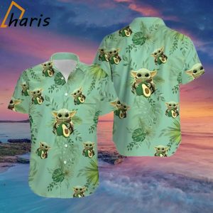 Baby Yoda Hugging Avocadoes Tropical Leaves Ii Hawaiian Shirt