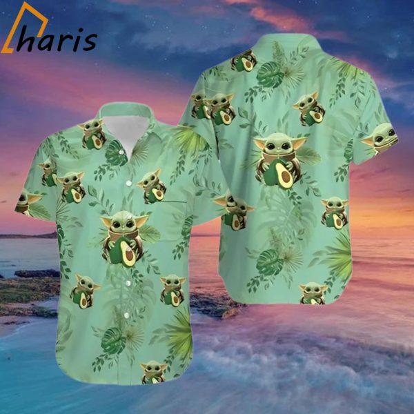 Baby Yoda Hugging Avocadoes Tropical Leaves Ii Hawaiian Shirt