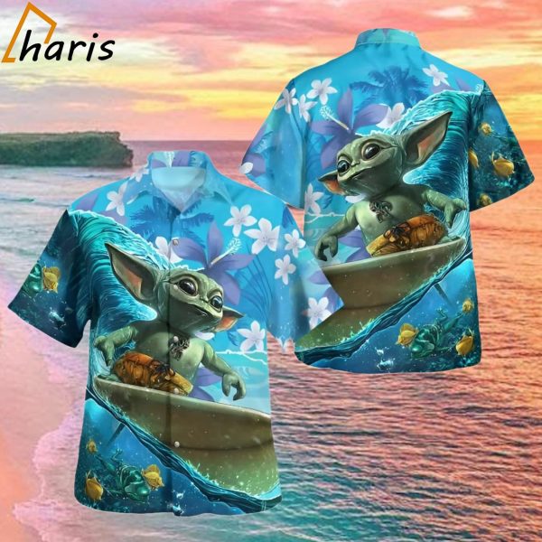 Baby Yoda Surfing Star Wars Hawaiian Shirt