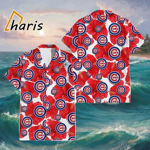 Big Red Hibiscus Chicago Cubs Hawaiian Shirt