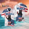 Black Cat American Flag Hawaiian Shirt