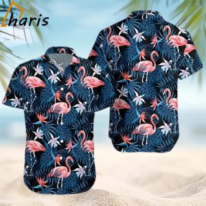 Black Flamingo Forest Hawaiian Shirt