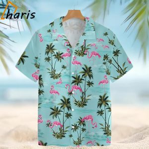 Blue Flamingo Palm Tree Hawaiian Shirt