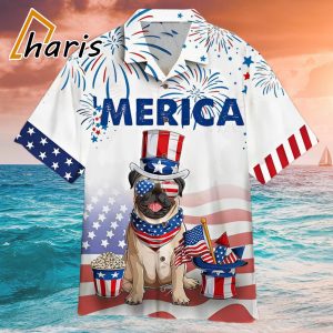 BullDog And American Flag Hawaiian Shirt