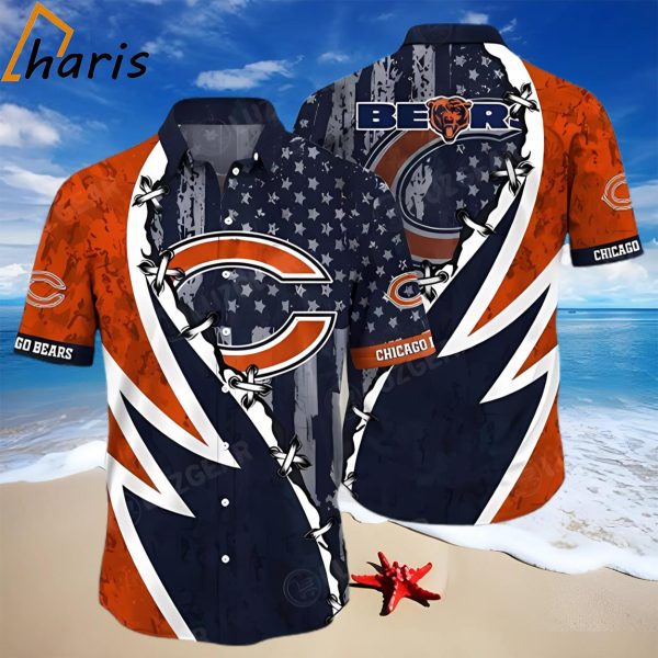 Camo American Flag NFL Chicago Bears Hawaiian Shirt