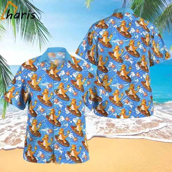 Charmander Surfing Beach Pokemon Hawaiian Shirt