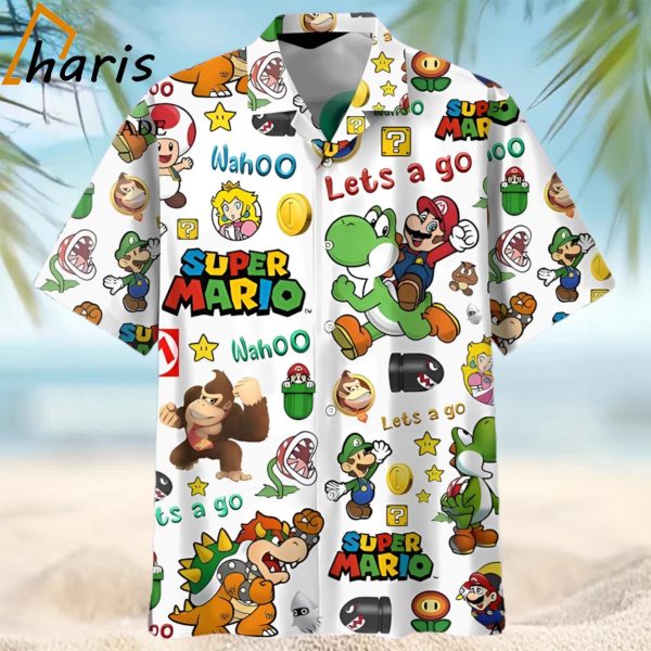 Cheap Let’s Go White Super Mario Hawaiians Shirt