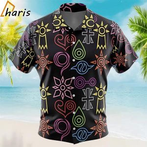 Crest Symbols Digimon Button Up Hawaiian Shirt