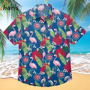 Cubs Flamingo Tropical Leaves Chicago Cubs Hawaiian Shirt