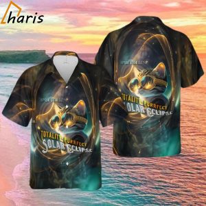 Cute Space Age Kitty Cat Totality Purrfect Solar Eclipse 4.8.24 Hawaiian Shirt