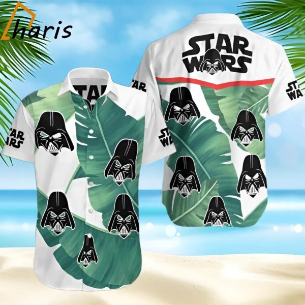 Darth Vader Heads Silhouette Pattern Tropical White Trendy Hawaiian Shirt