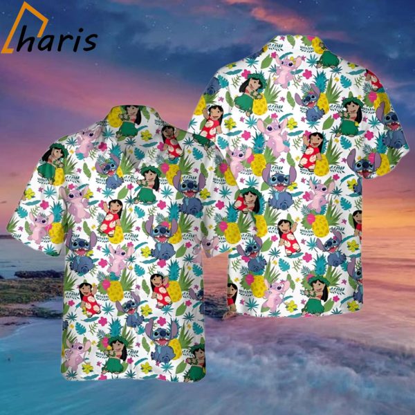 Disney Lilo Stitch Angel Hawaii Pineapple Floral Hawaiian Shirt