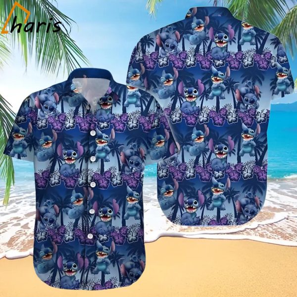 Disney Stitch Hawaiian Shirt Palm Trees Pattern Gift For Beach Lovers