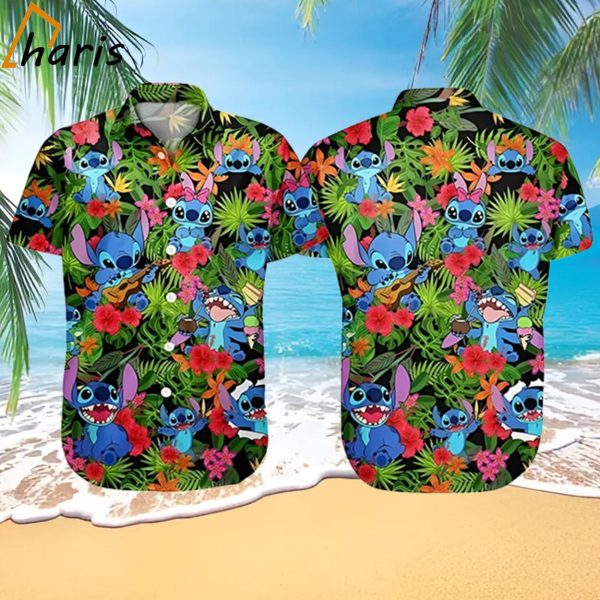 Disney Stitch Hawaiian Shirt Tropical Flower Pattern Summer Holiday Gift