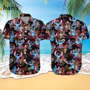 Disney Stitch Hawaiian Shirt Tropical Flowers Summer Holiday Gift