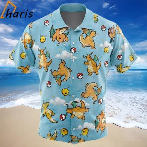 Dragonite Pattern Pokemon Button Up Hawaiian Shirt