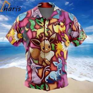 Eevee Evolutions Pokemon Button Up Hawaiian Shirt