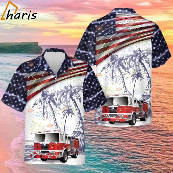 Fire Truck Firefighter 4th Of July Hawaiian Shirt