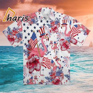 Flamingo American Flag Hawaiian Shirt