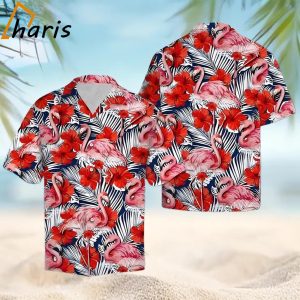 Flamingo Beach Vibe with Hibiscus Flower Hawaiian Shirt