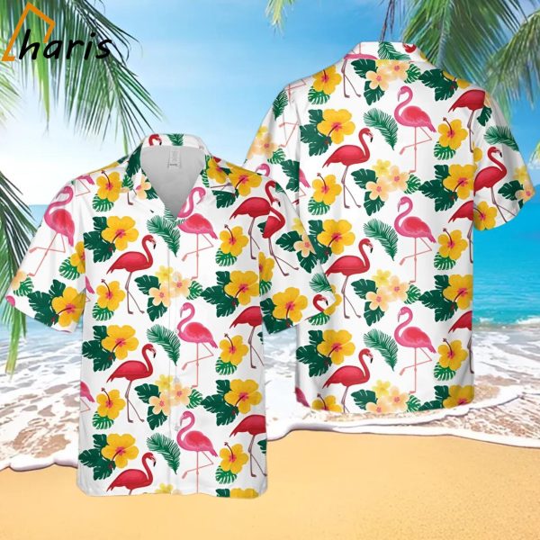 Flamingo Pattern Hawaiian Shirt Perfect For Beach And Sun