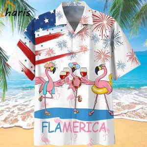 Flamingo Wine Flamerica 4Th Of July Independence Day Trendy Hawaiian Shirt