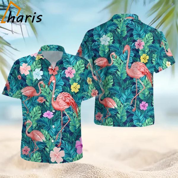 Flamingo – Green Tropical Trendy Hawaiian Shirt