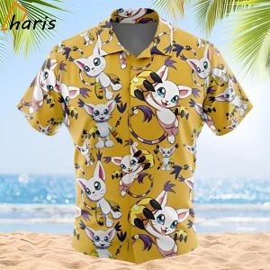 Gatomon Digimon Button Up Hawaiian Shirt