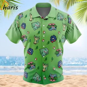 Grass Type Pattern Pokemon Hawaiian Shirt