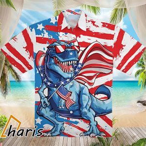 Independence Day Flag Dinosaur Hawaiian Shirt