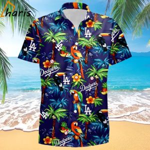 LA Dodgers Hawaiian Shirt Palm Leaf Pattern Gift