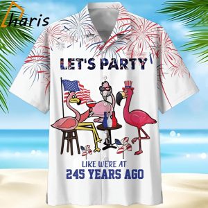 Let’s Party Flamingo American Flag Trendy Hawaiian Shirt