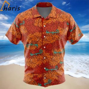 Mera No Mi Luffy Devil Fruit One Piece Button Up Hawaiian Shirt