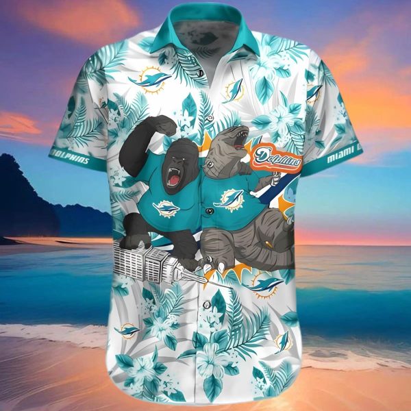 Miami Dolphins Kong x Godzilla Hawaiian Shirt