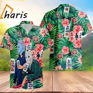 Michael Myers Jason Voorhees A Fine Pilsner Beer Miller Lite Hawaiian Shirt