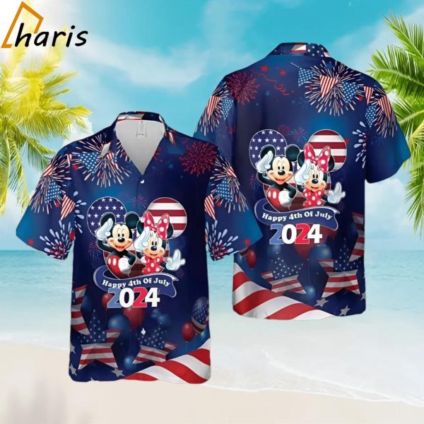 Mickey Minnie Fireworks Happy 4th July Hawaiian Shirt