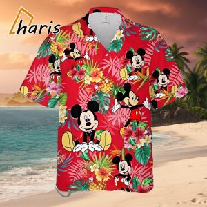 Mickey Mouse Pineapple Hibiscus Red Disney Hawaiian Shirt