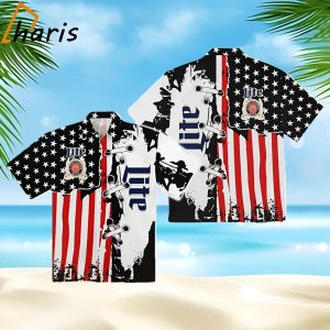 Miller Lite USA Flag Hawaiian Shirt