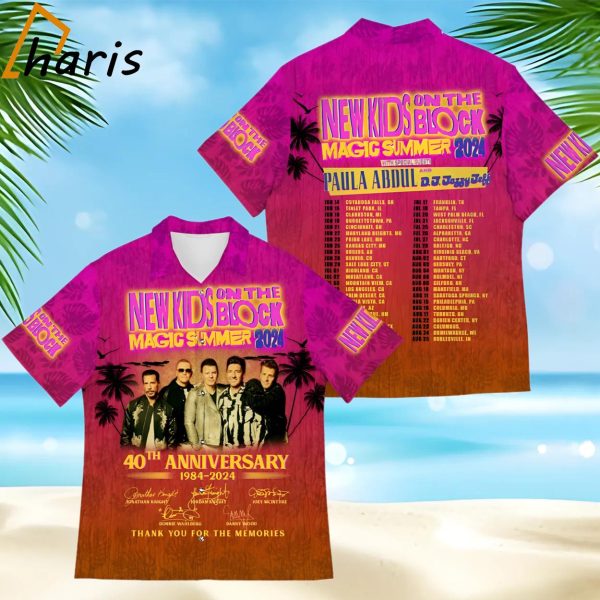 New Kids On The Block Magic Summer 2024 40th Anniversary 1984-2024 Thank You For The Memories Hawaiian Shirt