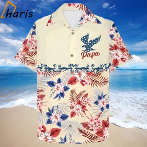 Papa American Eagle Flag Tropical Pattern Trendy Hawaiian Shirt For Grandpa And Papa