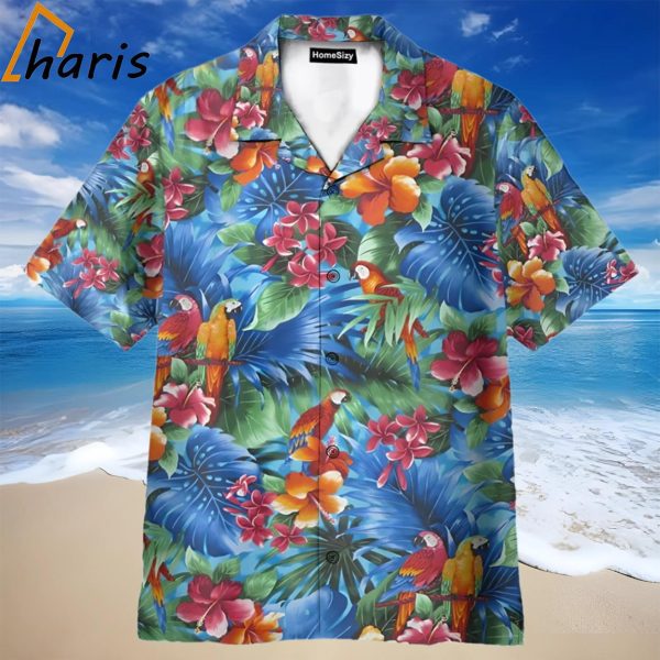 Parrot In Tropical Green Leaves Hawaiian Shirt