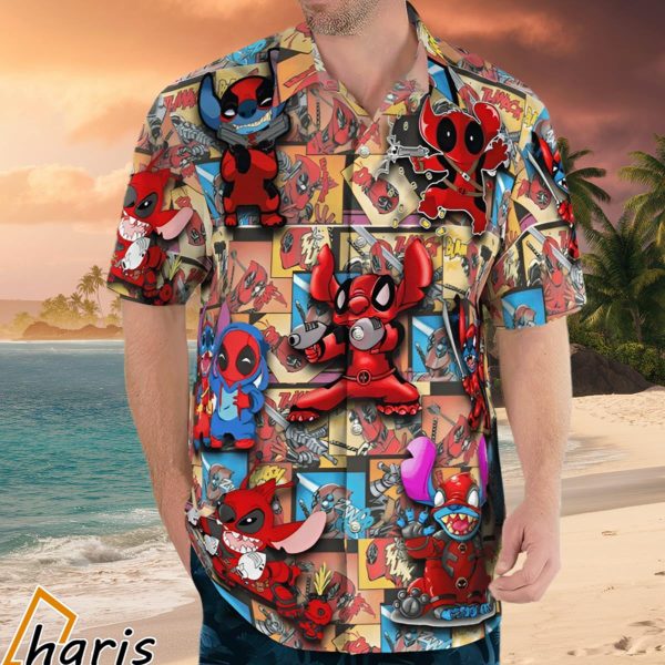 Pew Pew Stitch Deadpool Hawaiian Shirt