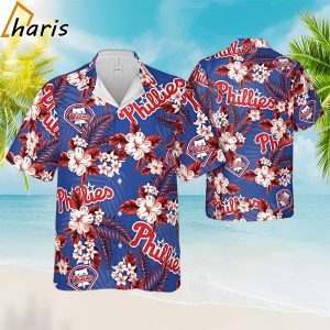 Phillies Baseball Flowers Pattern Hawaiian Shirt