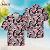 Pink Flamingo Black Parrots And Plants Hawaiian Shirt