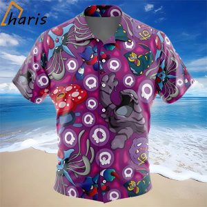 Poison Type Pokemon Pokemon Button Up Hawaiian Shirt