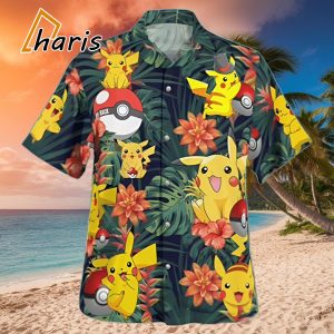 Pokemon Ball Hawaiian Shirt Palm Leaves Pattern Beach Gift